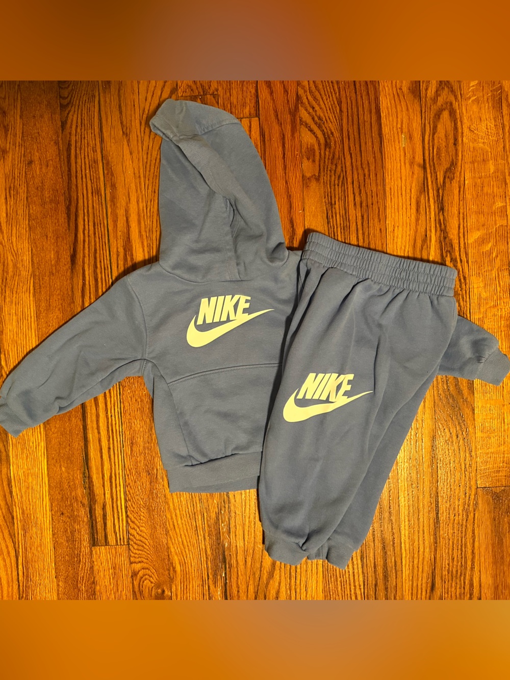 Nike Toddler Slate Blue Hoodie & Jogger Set with Pale Yellow Logo